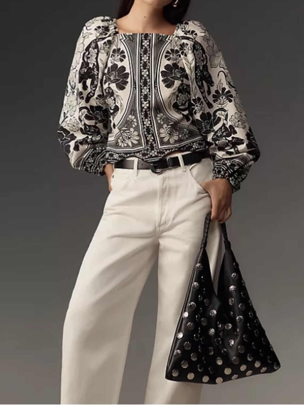 Farm Rio Floral Leopard Print Blouse